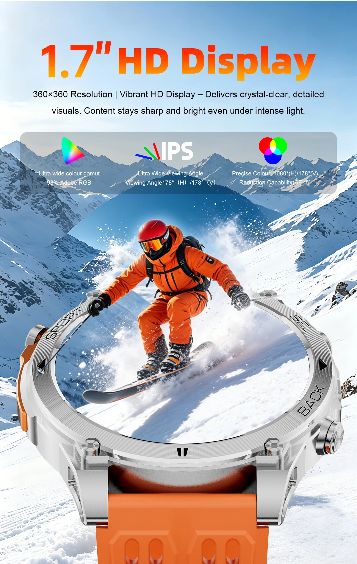 Neue T-RX 4 Militär-GPS-Smartwatch für Herren, 6 Satelliten, präzise Positionierung, 10 ATM wasserdicht, HD-Anruf, 170+ Sportmodi, LED-Taschenlampe – Detail 3