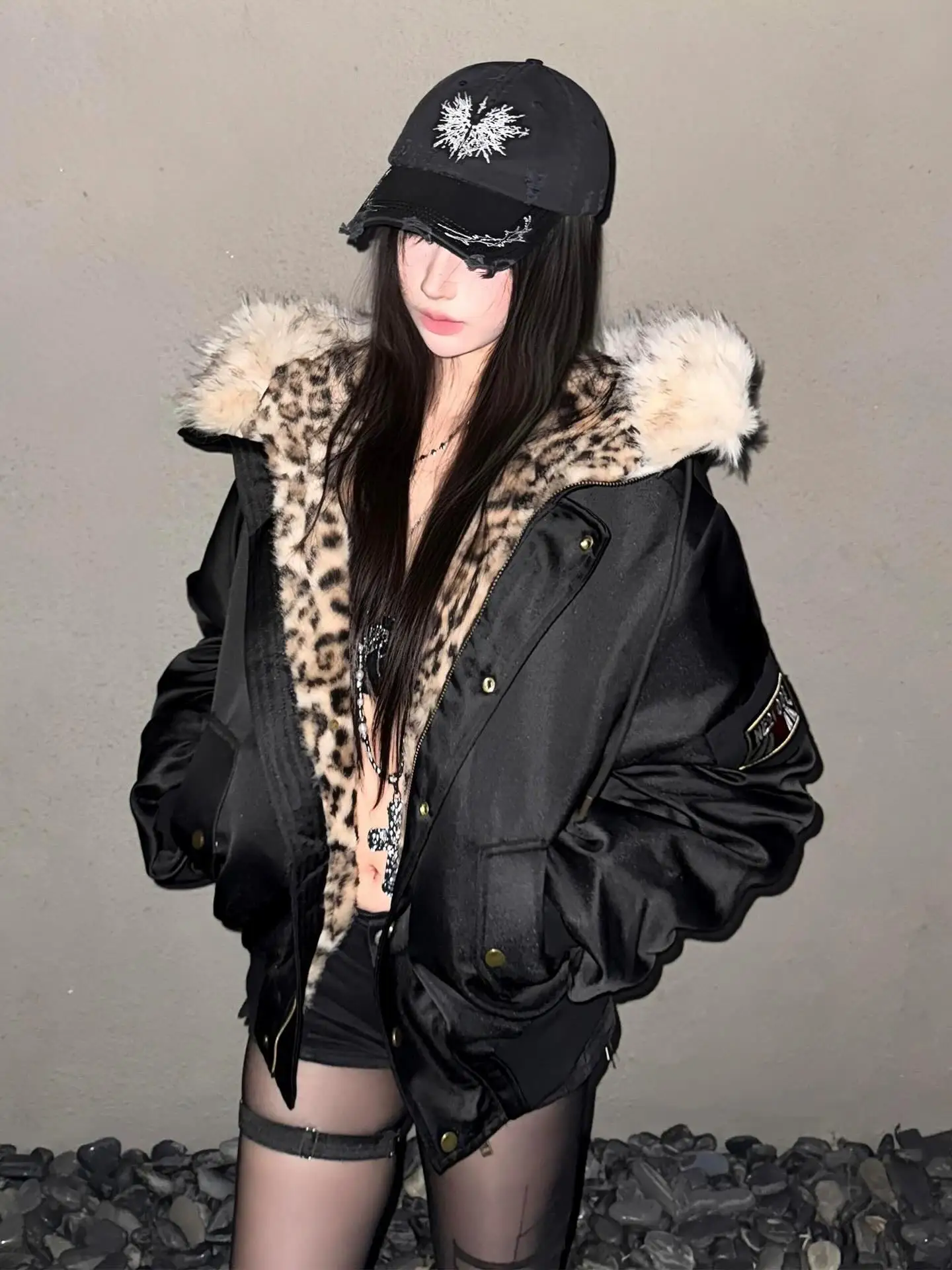 American Harajuku Retro Jacket Men and Women New Simple Plush Leopard Print
