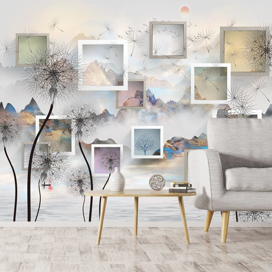 

Peel and Stick Wallpaper Accept Contact Wall Papers Home Decor Dandelion Geometric Square Frame Wall Panel 3d Wallpapers Design