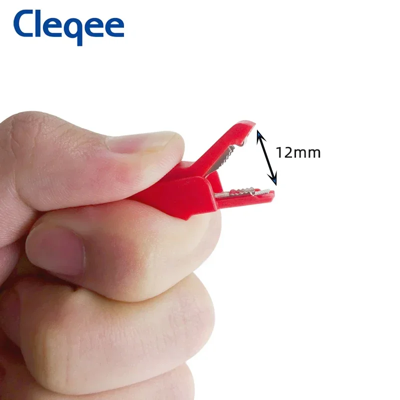 Cleqee P2007 10pcs Alligator Clip to 4mm Banana Female Jack Test Adapter Crocodile Clamp Compatiable with 4mm Banana Plug