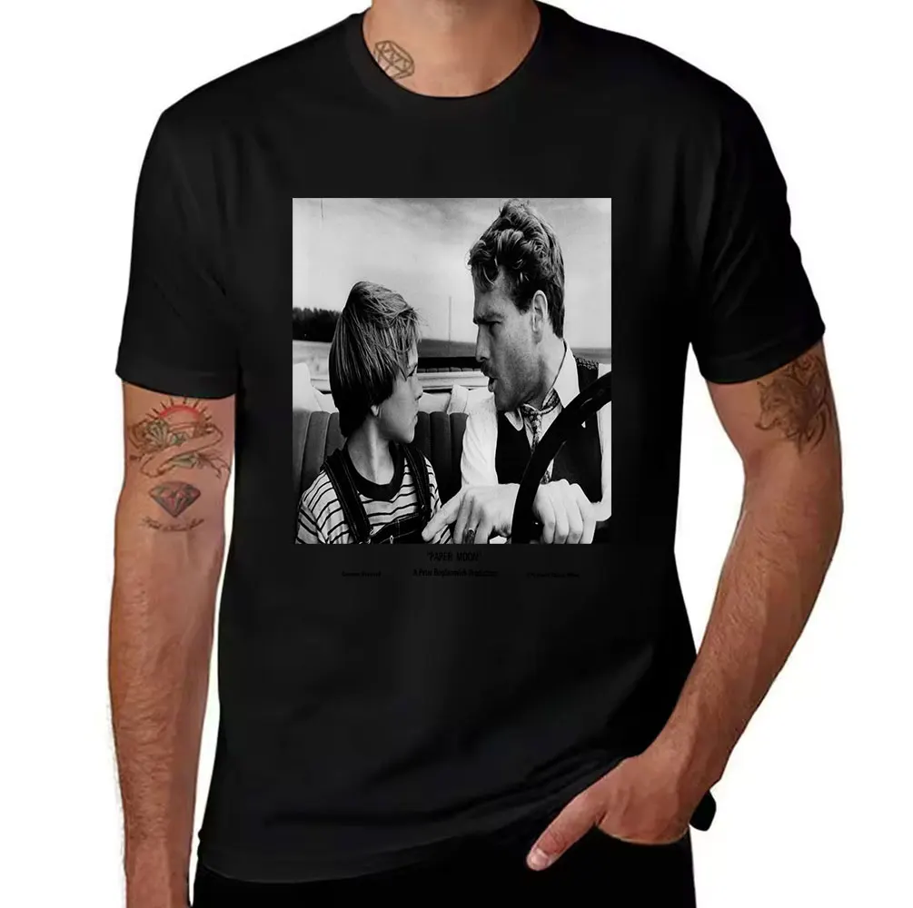 Men's Cotton T-Shirt Paper Moon Movie Print, Retro 70s Film Inspired Casual Short Sleeve Tee for Movie Fans