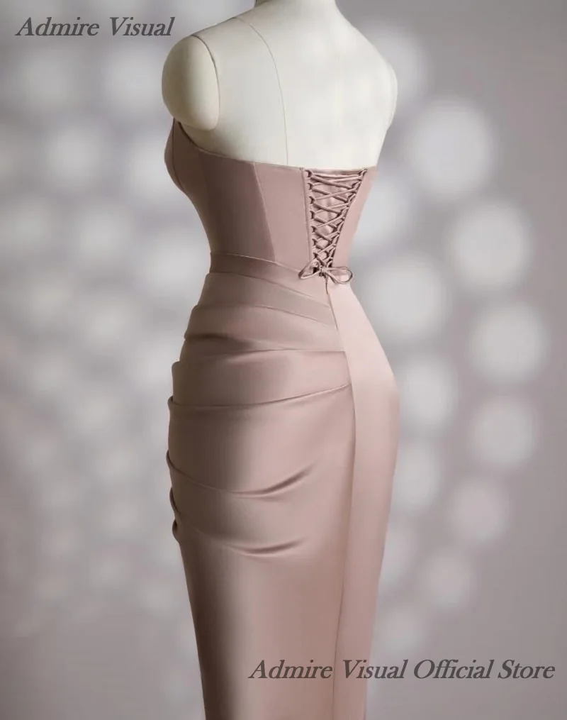 فستان Admire Visual طويل للحفلات الراقصة حورية البحر برقبة قارب بدون أكمام مع طيات أنيقة للمناسبات الخاصة