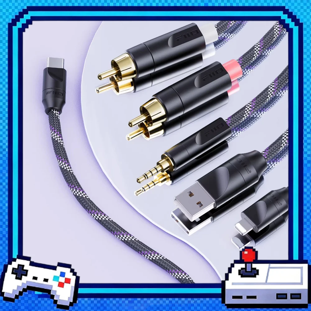 FiiO Trust Series Cable Type-C to Type-C/Lightning Cables, 3.5mm/RCA to RCA/Coaxial Audio 10cm To 150cm Woven Surface Cable