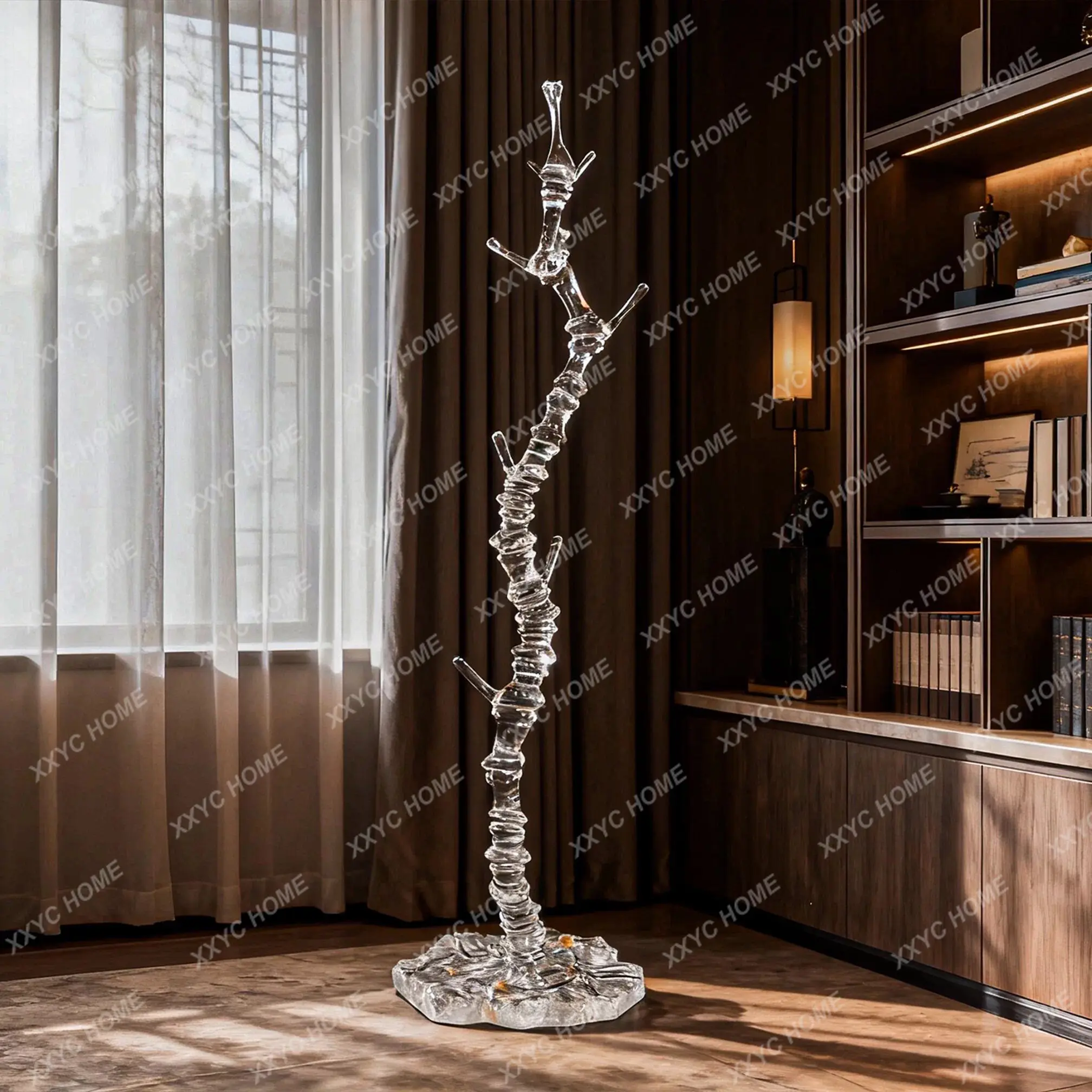 DV  light luxury transparent platinum crystal tree-shaped coat rack floor-to-ceiling bedroom simple modern hanger home