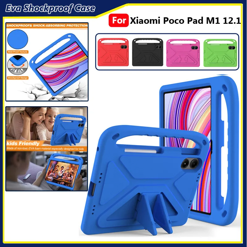 

Детский чехол для планшета Eva для Xiaomi Poco Pad M1 12,1 дюйма 2026 Mi Pad Pro 12,1 дюйма, Redmi Pad 2 Pro 12,1 дюйма, противоударный чехол-подставка с ручкой