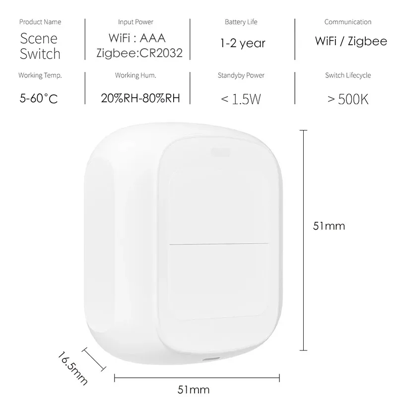 Tuya Wifi Zigbee 2 Gang Wireless 6 Smart Scene Switch Push Button Controller Battery Powered Automation Scenario For Tuya Device