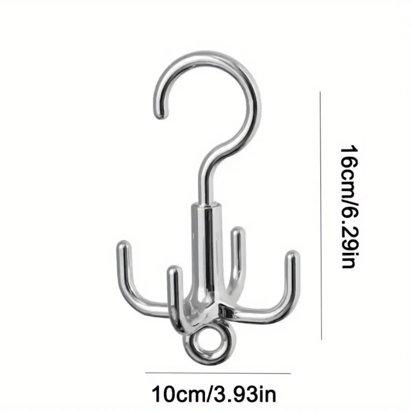 2Pcs Multifunctional Four Claw Rotatable Hook Rotation Coat Hanger Belt Organizer Scarf Storage Rack view 4