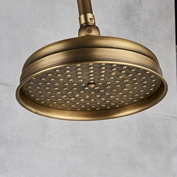 Retro Antique Brass Shower Head 8 inch Bathroom Round Rainfall Shower Head