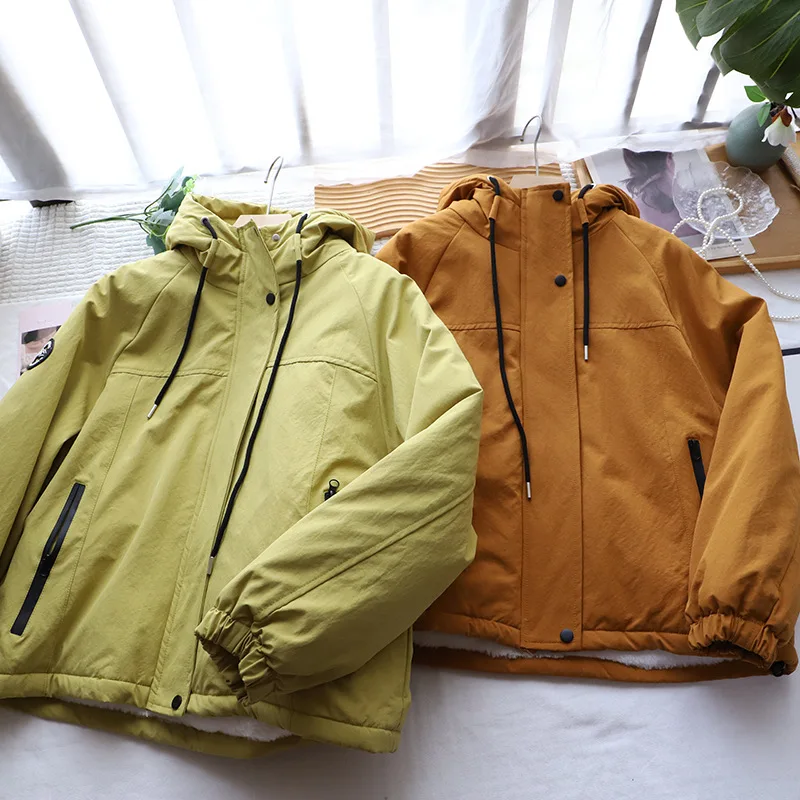 

Зимняя теплая хлопковая куртка на подкладке Thiened Fce, женская ветровка с капюшоном, модная длинная подкладка на молнии све