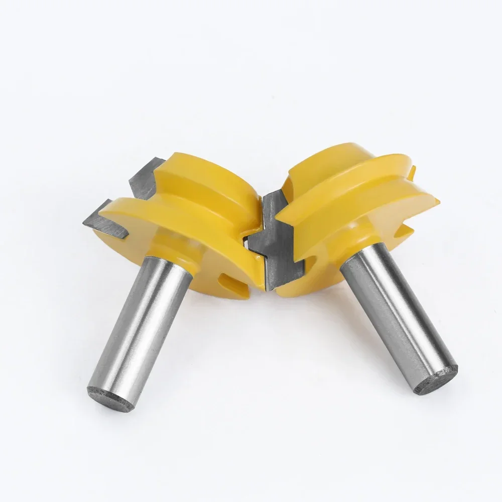 

2 шт., 12 мм, 1/2 дюйма, фрезы с хвостовиком, торцовочные шипы, 22,5 градусов, набор столярных фрез для клея, деревообрабатывающие фрезы