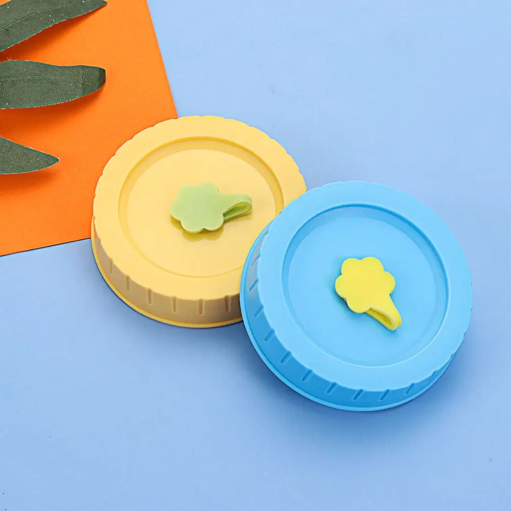 1/4Pcs Plastic Leak-Proof Cute With Straw Hole Canning Lids Jar Caps Mason Jar Lids