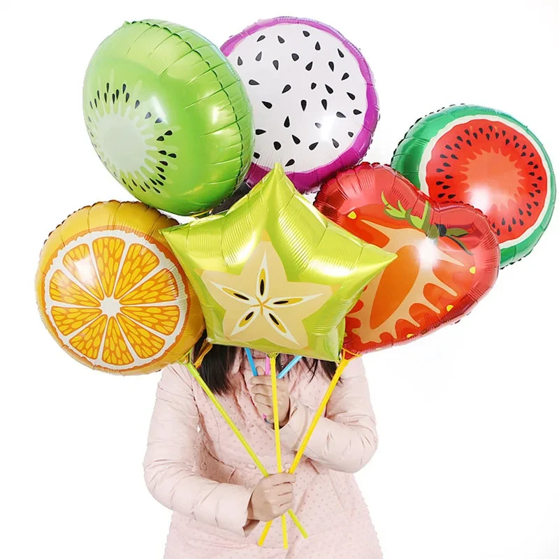 5pcs 18 inch non repeating fruit aluminum film balloon party theme decoration watermelon strawberry balloon