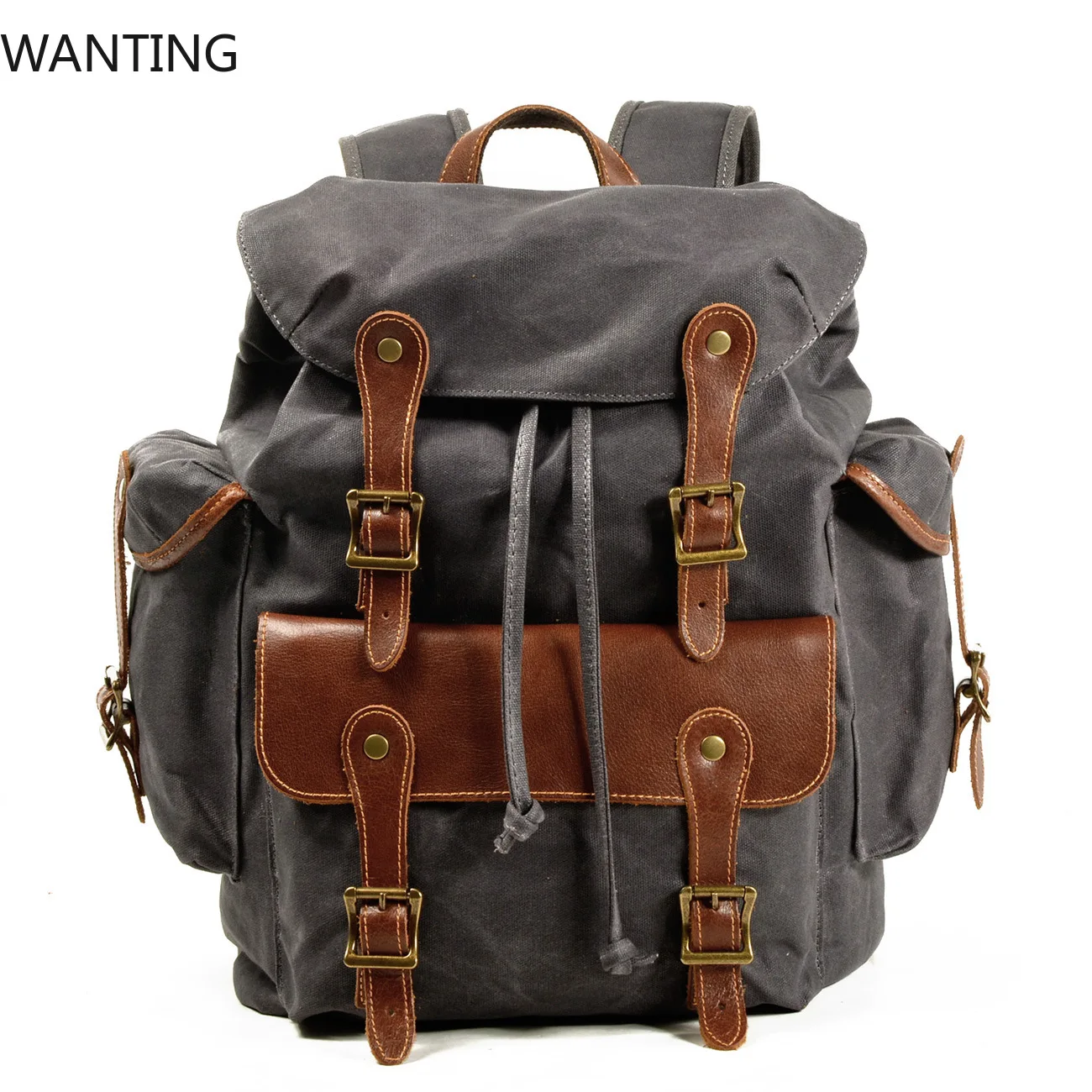 

Leisure Outdoor Backpack Retro Contrast Backpack Men's World War II Canvas Bag Travel To Eat Chicken Western Cowboy Backpack