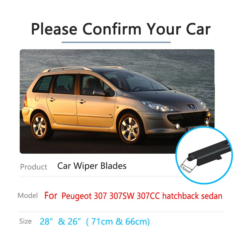 For Peugeot 307 307SW 307CC 2004 2005 2006 2007 2008 Hatchback Sedan Windscreen Windshield Accessories Car Front Wiper Blades