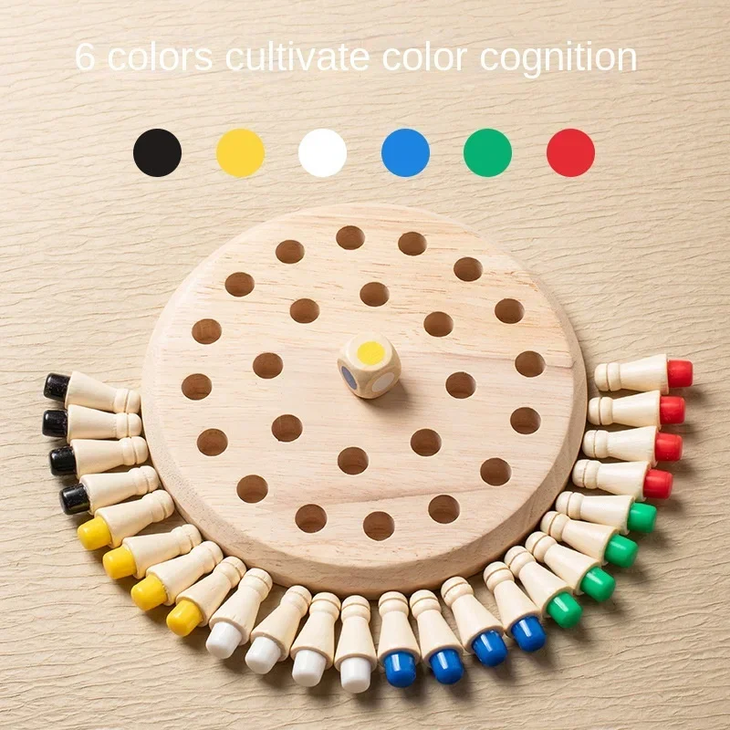 Montessori Educational Toy Wooden Memory Match Stick Chess Color Game Board Puzzles Cognitive Ability Learning Toys for Children