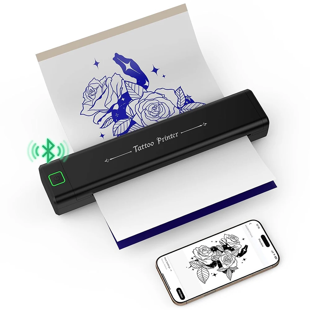 NEWYES Tattoo Stencil Printer Wireless Portable Tattoo Printer Kit Thermal Tattoo Machine for Tattoo Artists & Beginners