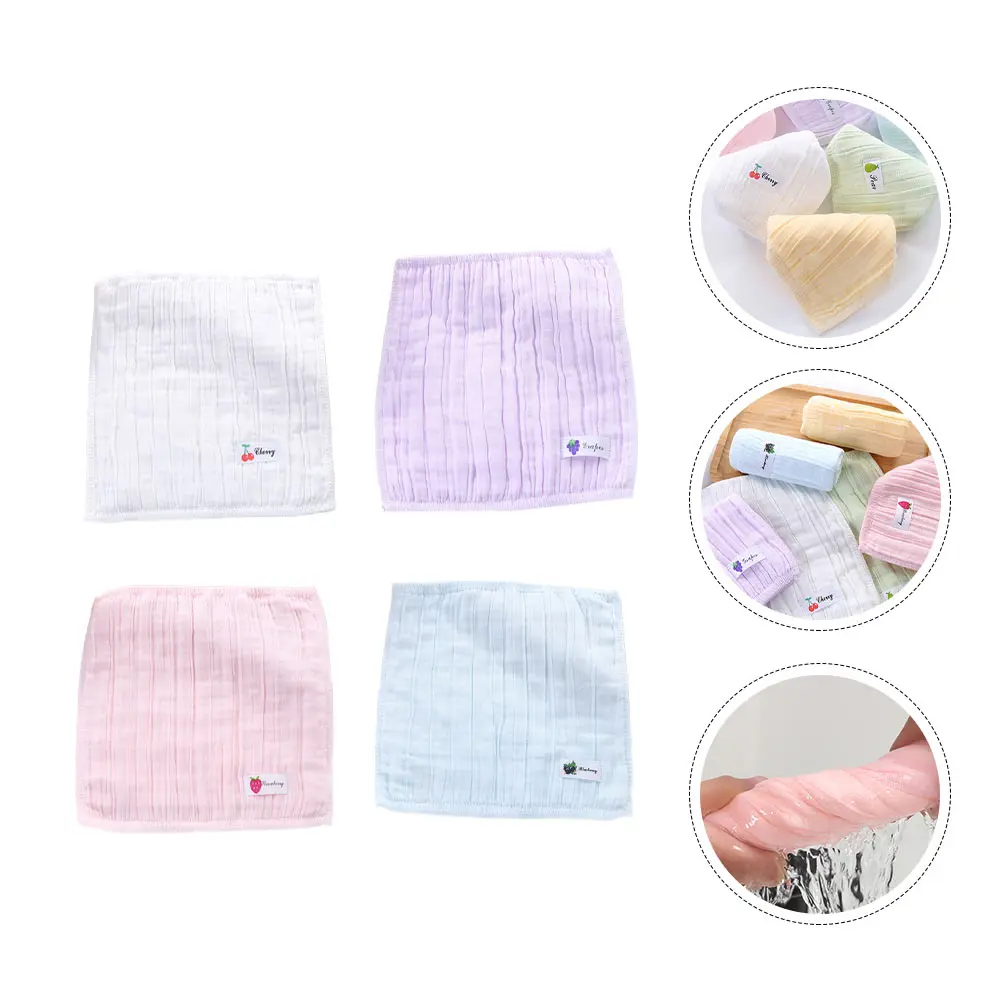 4 stuks puur katoenen handdoek voor kinderen gezichtsreiniging zacht herbruikbaar zweethanddoek wateropname vierkant gaas washandje duurzaam