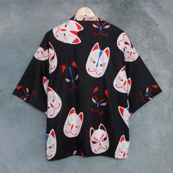 Japanese Kimono Yukata Samurai Kimono Man Cat Print Shirt Clothing Harajuku Cardigan For MenTraditional Haori Kimono Women 2024