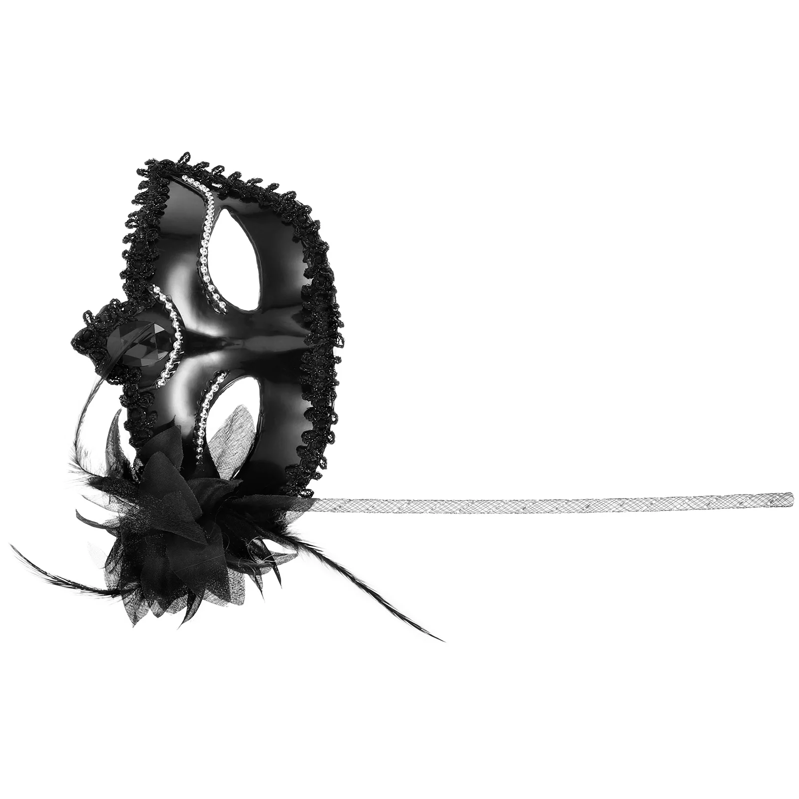 

Masquerade Mask for Women Silver Black Handheld Masks for Party Ball Costume Props Half Face Dance Accessories