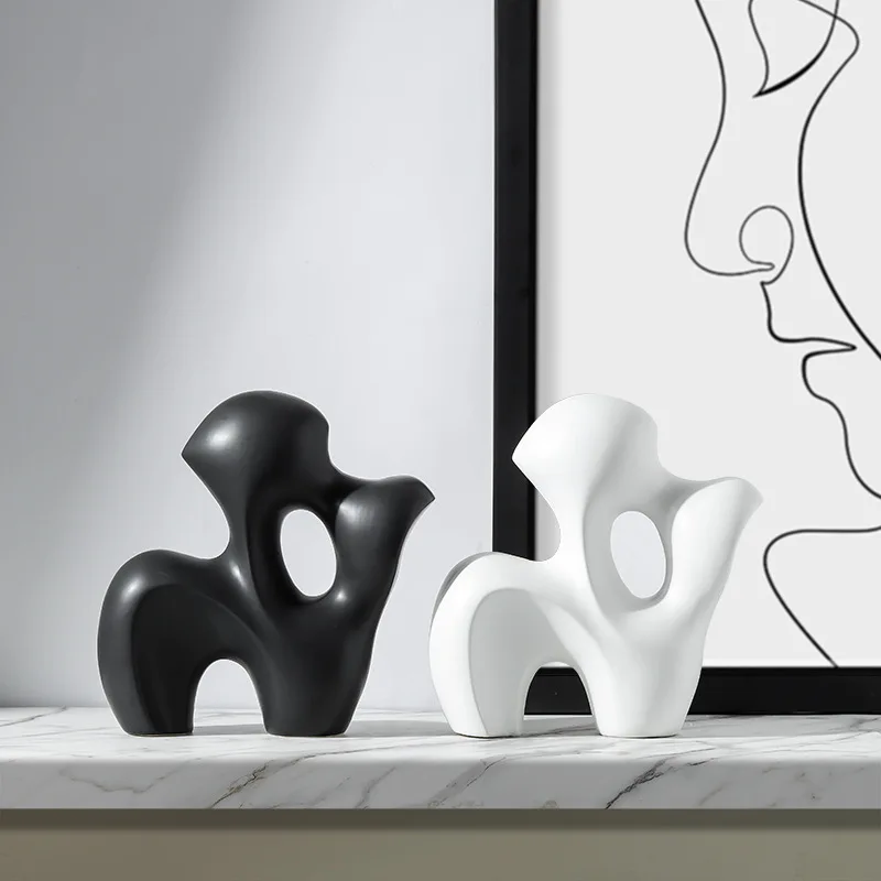 Modern minimalist abstract irregular rockery geometric ceramic ornaments bookcase art home model room soft decorations
