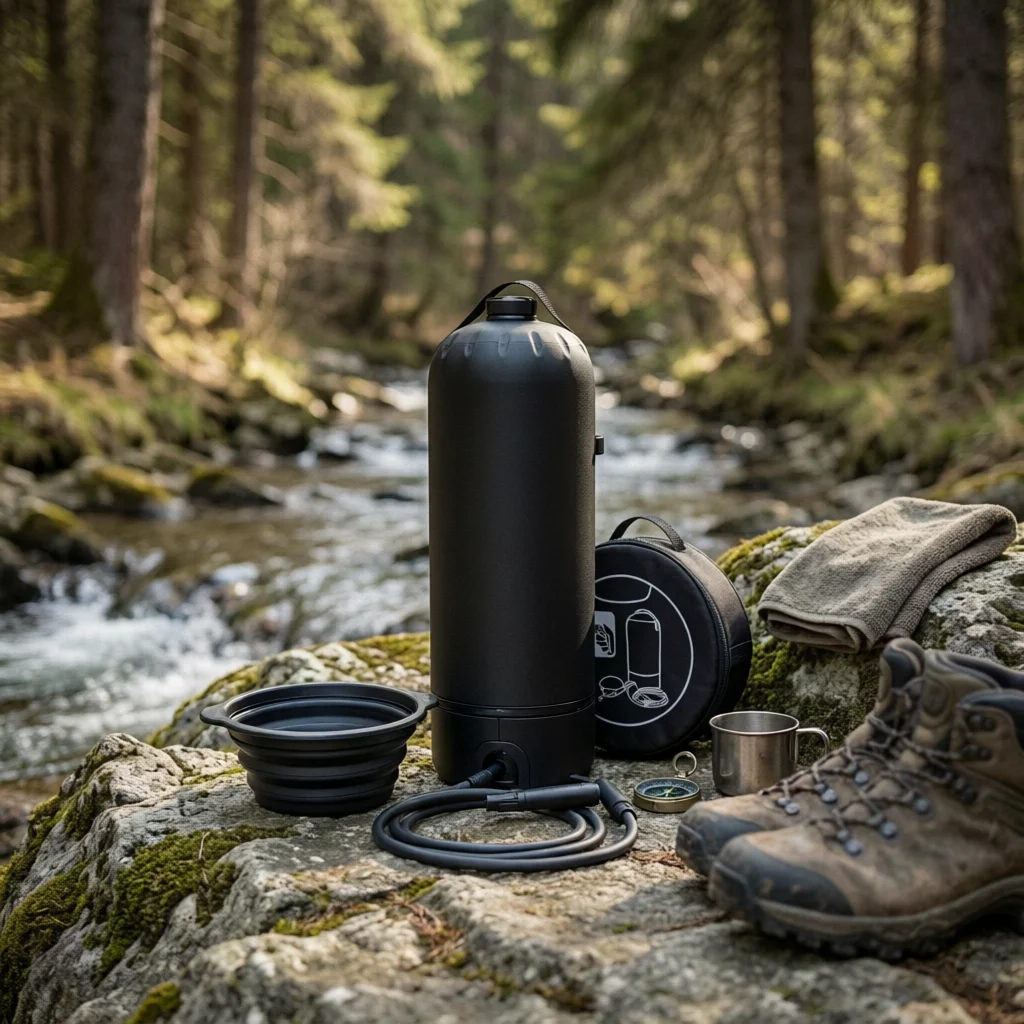 

Inflatable Shower Container Black Portable Outdoor Shower Waterproof Large Capacity for Camping
