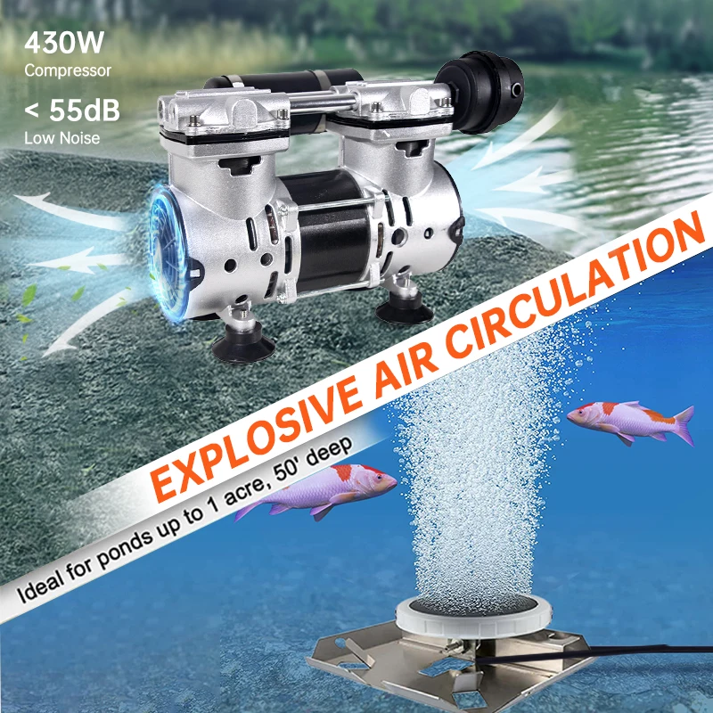

AC110V Solar Aerator Pond Aeration System Oilless 3.4cfm 1/2HP Air Compressor Pump For Fish Farming Engine As Core Component