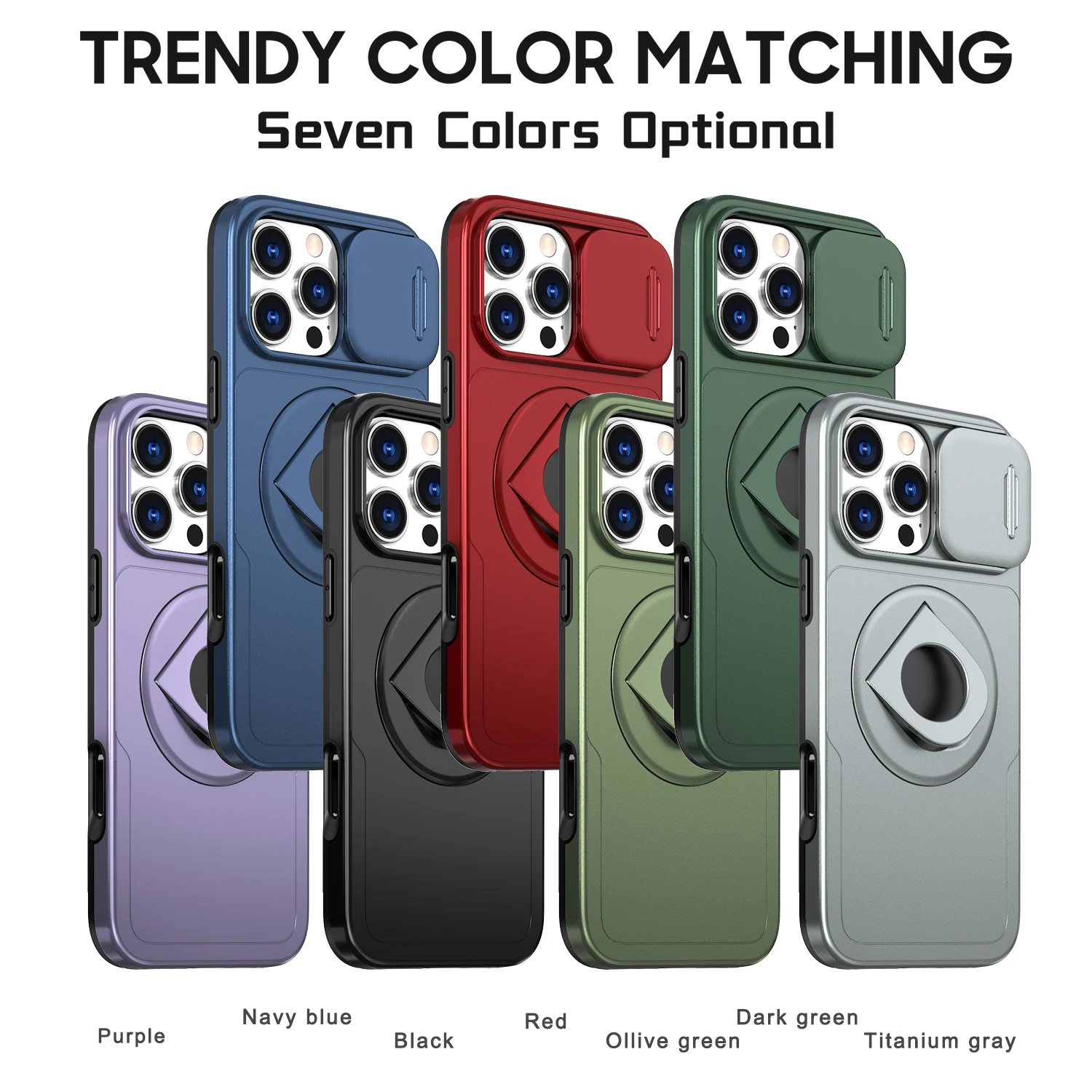 For Magsafe Wireless Charge Magnetic Case for iPhone 16 15 Plus 13 12 14 Pro X XR XS Max Ring Holder Slide Lens Shockproof Cover