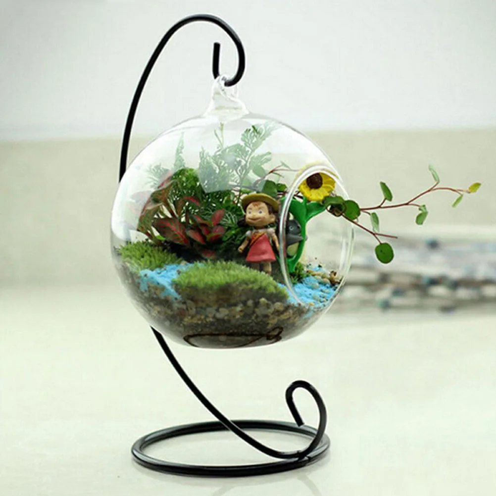 Support de plante en fer pour vase en verre transparent, décoration d'intérieur, 1x23cm, 9 po