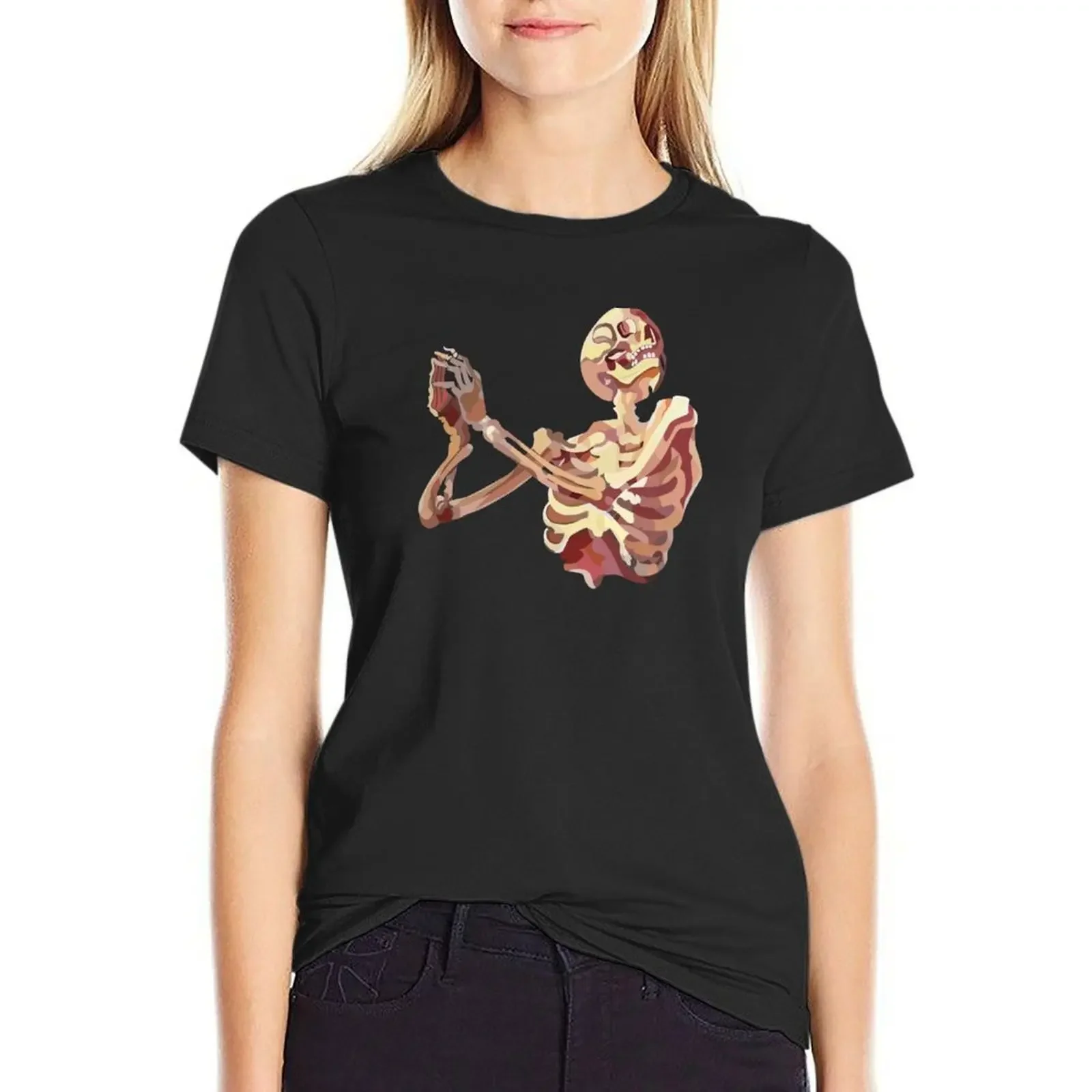 

Skeleton Praying T-shirt Female clothing tops lady clothes Women clothing