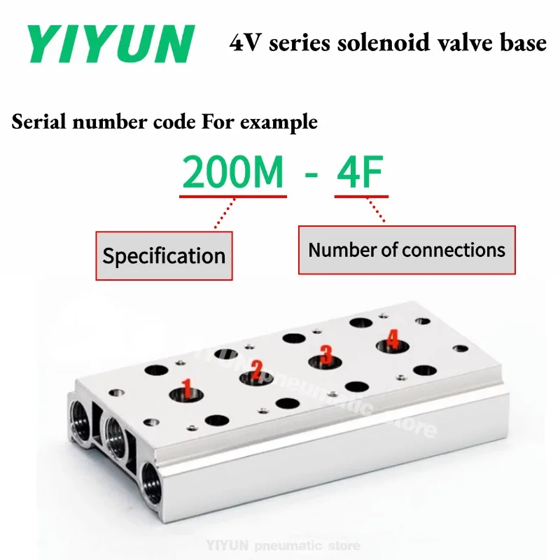 Solenoid valve base 4V210 4V110 4V310 4V410 Valve plate 100M 200M 300M-2F,3F,4F,5F,6F,7F,8F,9F,10F,11F,12F,13F,14F,15F,16F