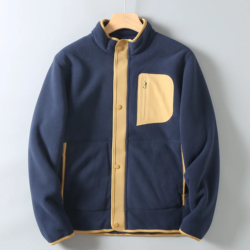 

Мужская куртка с воротником-стойкой для активного отдыха, повседневная теплая верхняя одежда для осени и зимы, из полиэфирного волокна, с длинными рукавами, на молнии