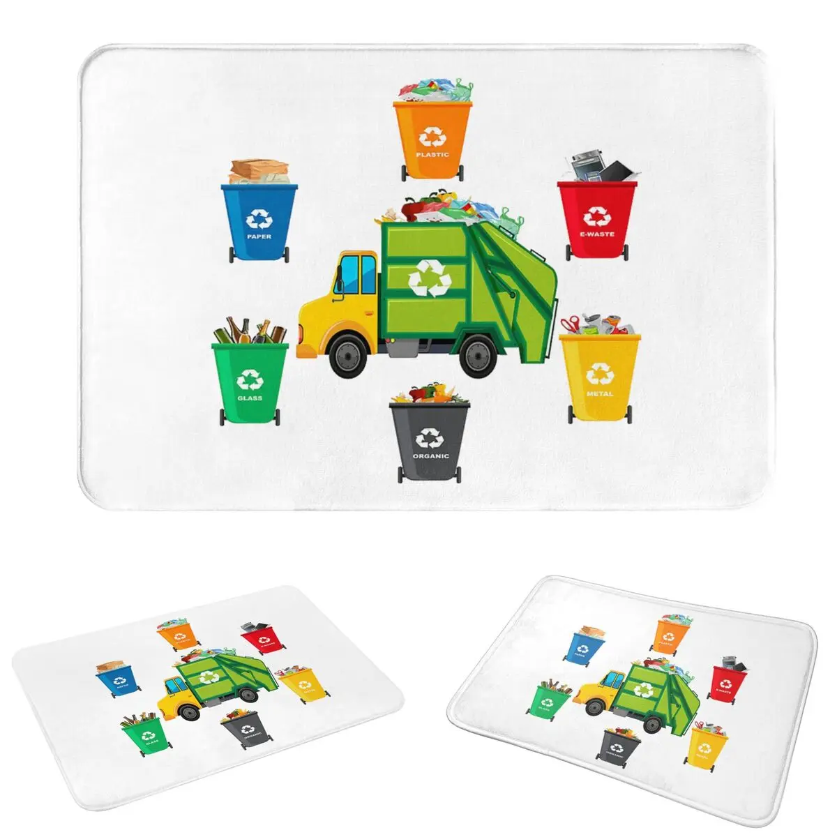 Garbage Truck Design Trashtrucks Rubbish Non-slip Doormat Floor Mat Absorbent Mat Carpet Rug for Kitchen Entrance Home Room Mats
