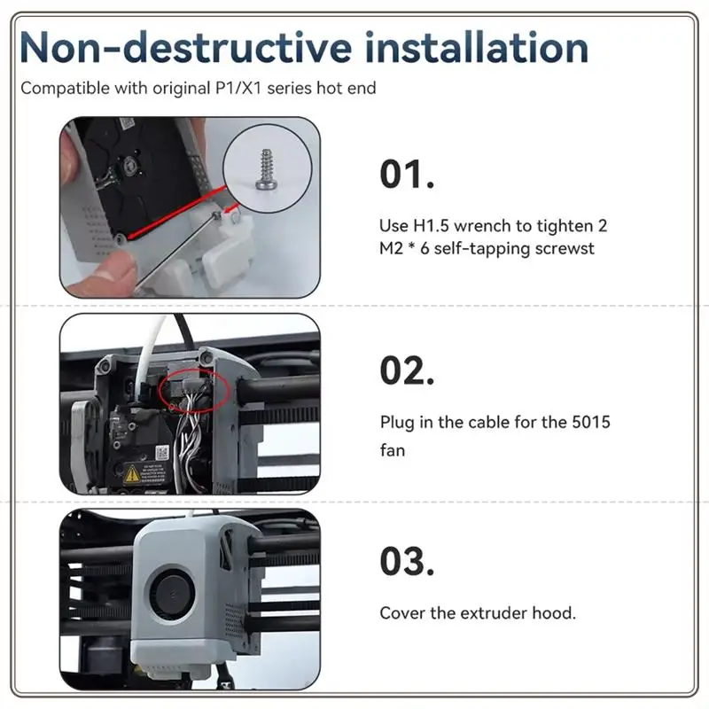 مساعدات تبريد القناة الموثوقة لمختبر بامبو X1 P1 قناة مروحة التبريد نقل خط أنابيب التبريد المساعدة لمختبر بامبو X1 X1C P1P P1