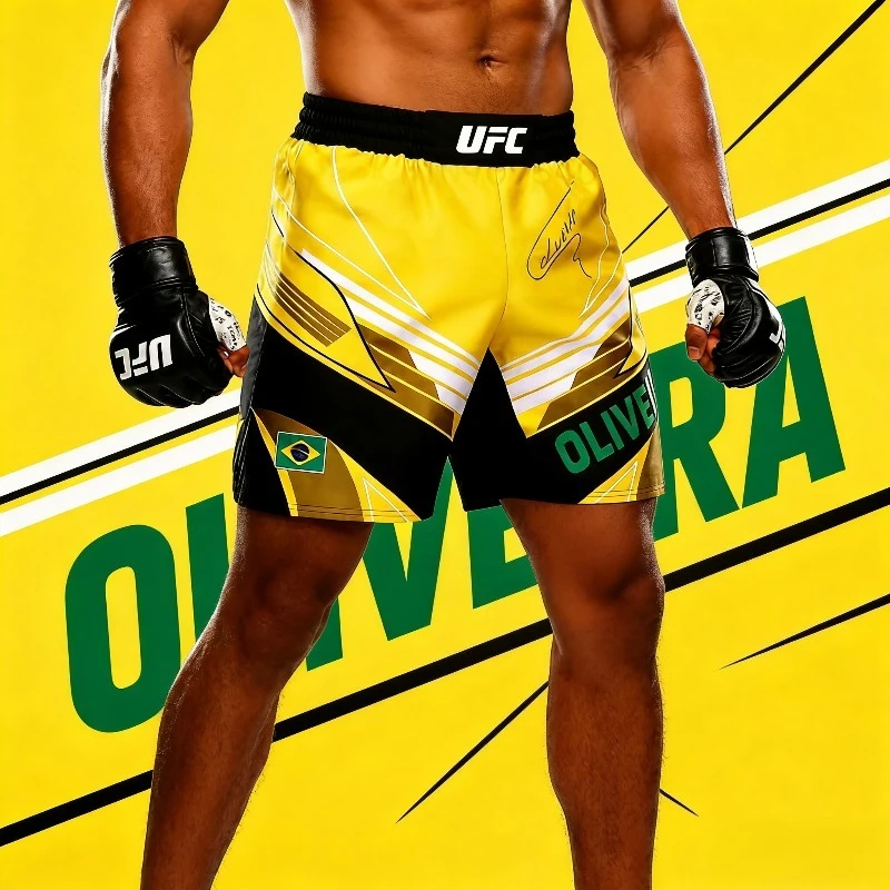 

Retro Charles Oliveira Signed Do Bronx Custom Fight Shorts Men Women MMA Octagonal Cage Oversized Jujutsu Training Shorts