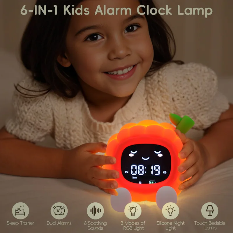 2025 New Clock Light Breathing Light Silicone Lamp Tap Night Light White Noise Sleeping Instrument Music Lamps