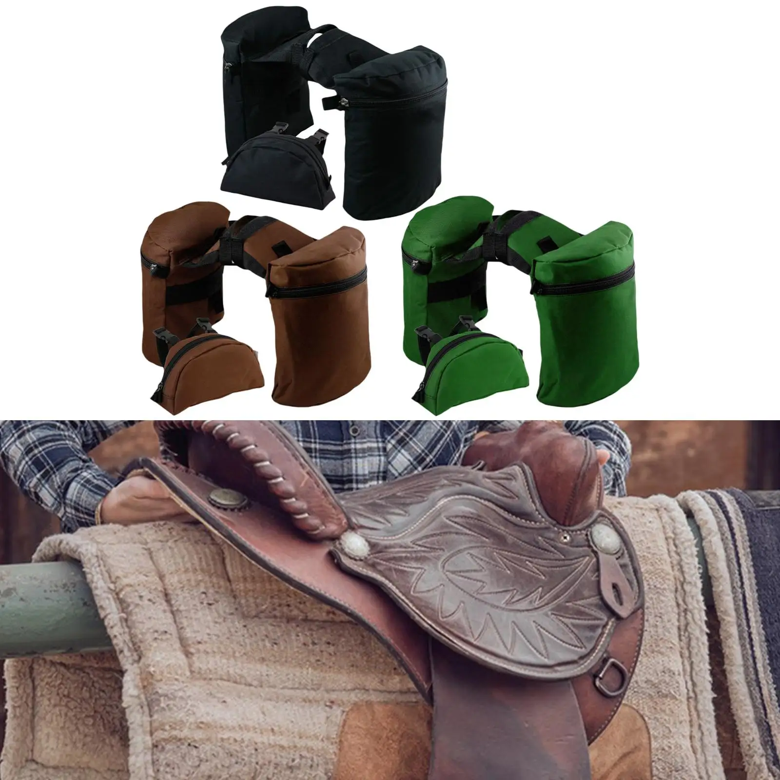 

Saddle Horn Bags Set Portable Oxford Cloth Stylish Horse Saddlebag Horn Bag