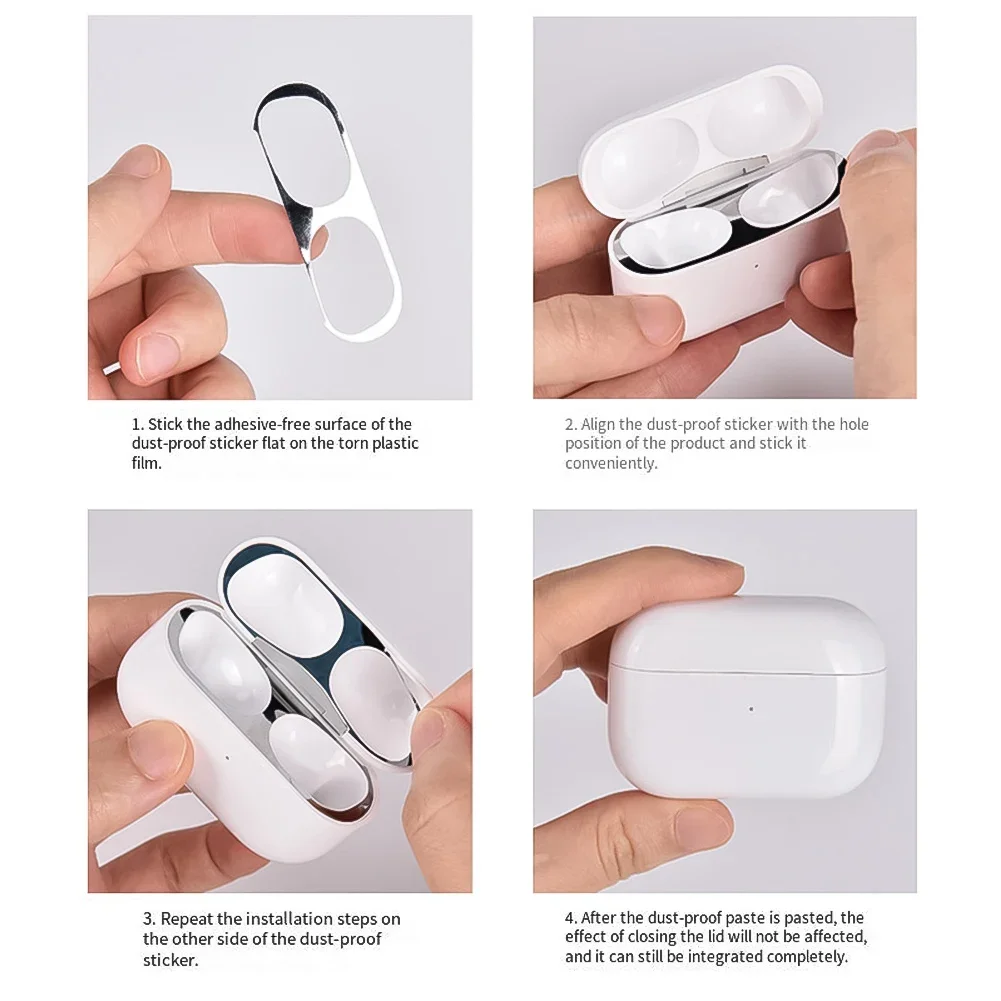 สําหรับ Airpods 1 2 3 หูฟังกล่องชาร์จสติกเกอร์กันฝุ่น Anti-ฝุ่นกันน้ําโลหะป้องกันฝุ่นสติกเกอร์ภายในฟิล์มป้องกัน