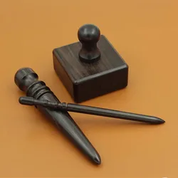Leather CraftsmanshipBlack Ebony Polish Stick, DIY Leather Grinding Block, and Natural Wood Edge Grinding and Polishing Rod