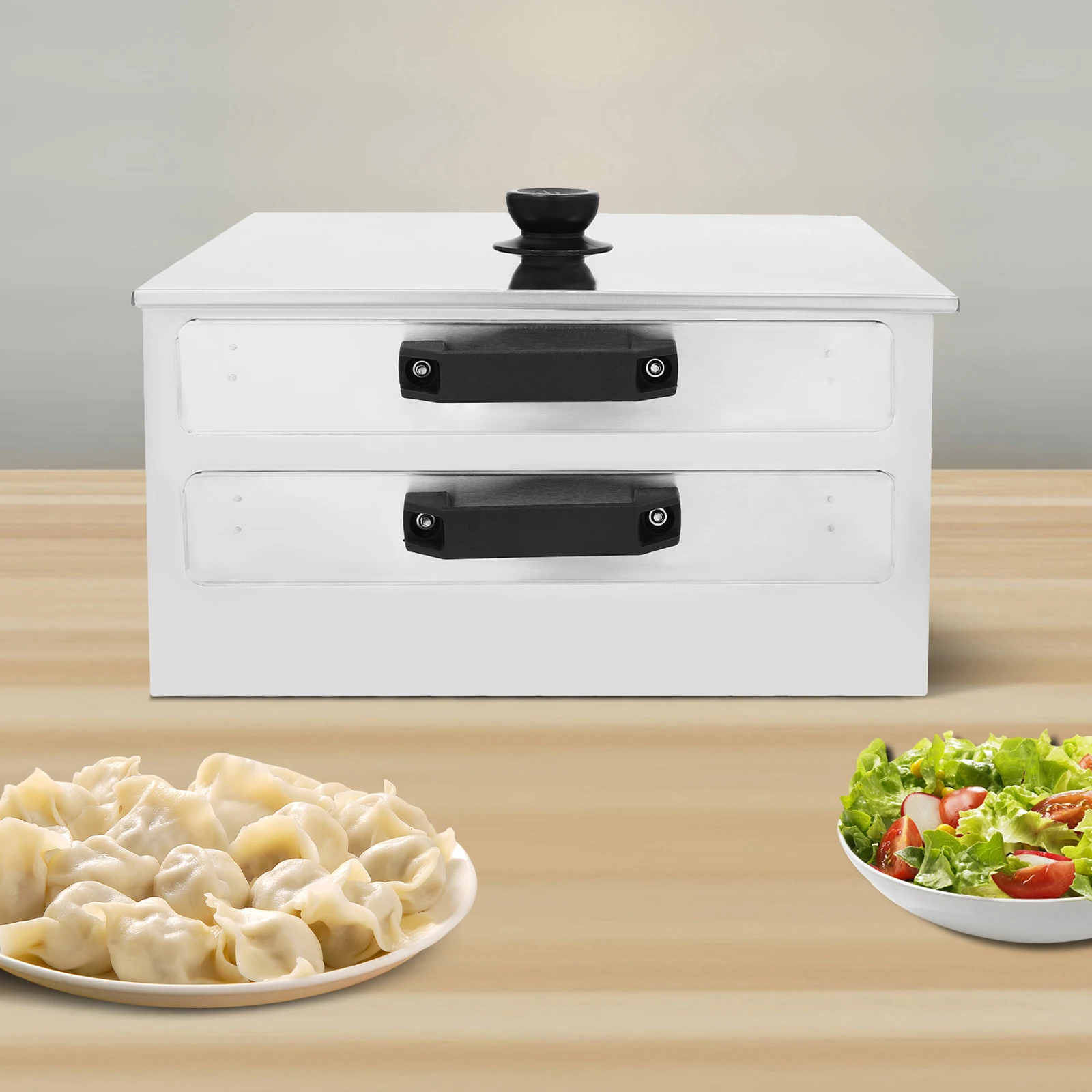 

2-Layer Cantonese Rice Noodle Rolls Machine, 304 Stainless Steel Steamed Vermicelli Steamer for Cooking Rice Paste, Flour, Taro