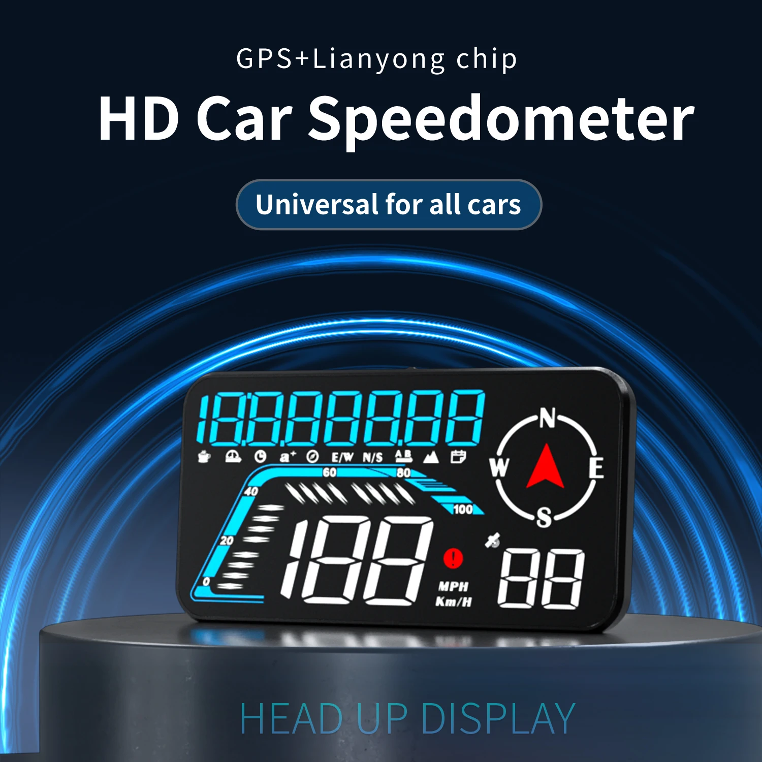 HD Vehicle Speedometer Universal GPS HUD Gauge G12 Head-up Display for All Car with Fatigue Driving Reminder Car Projector Alarm