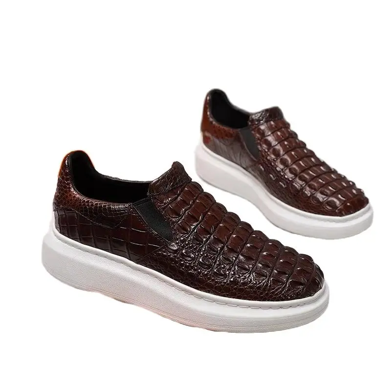 BATMO 2023 new arrival Fashion Crocodile Skin causal shoes men,male Genuine leather shoes PDD25