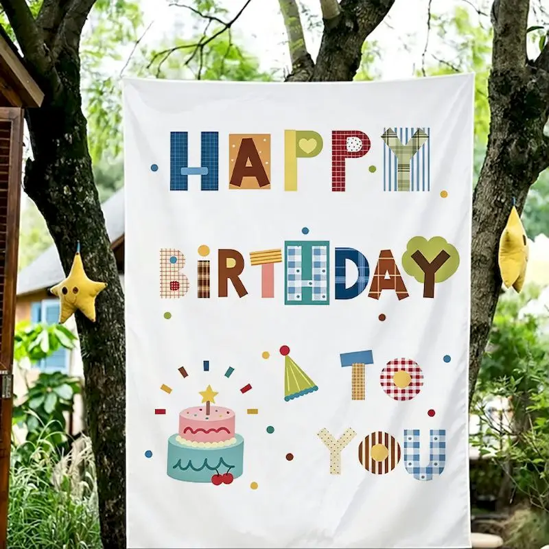 VIKAMA Birthday Numbers 1-4 Tapestry Wall Hanging, 6 Designs, Wall Decor for Bedroom Living Room Dorm