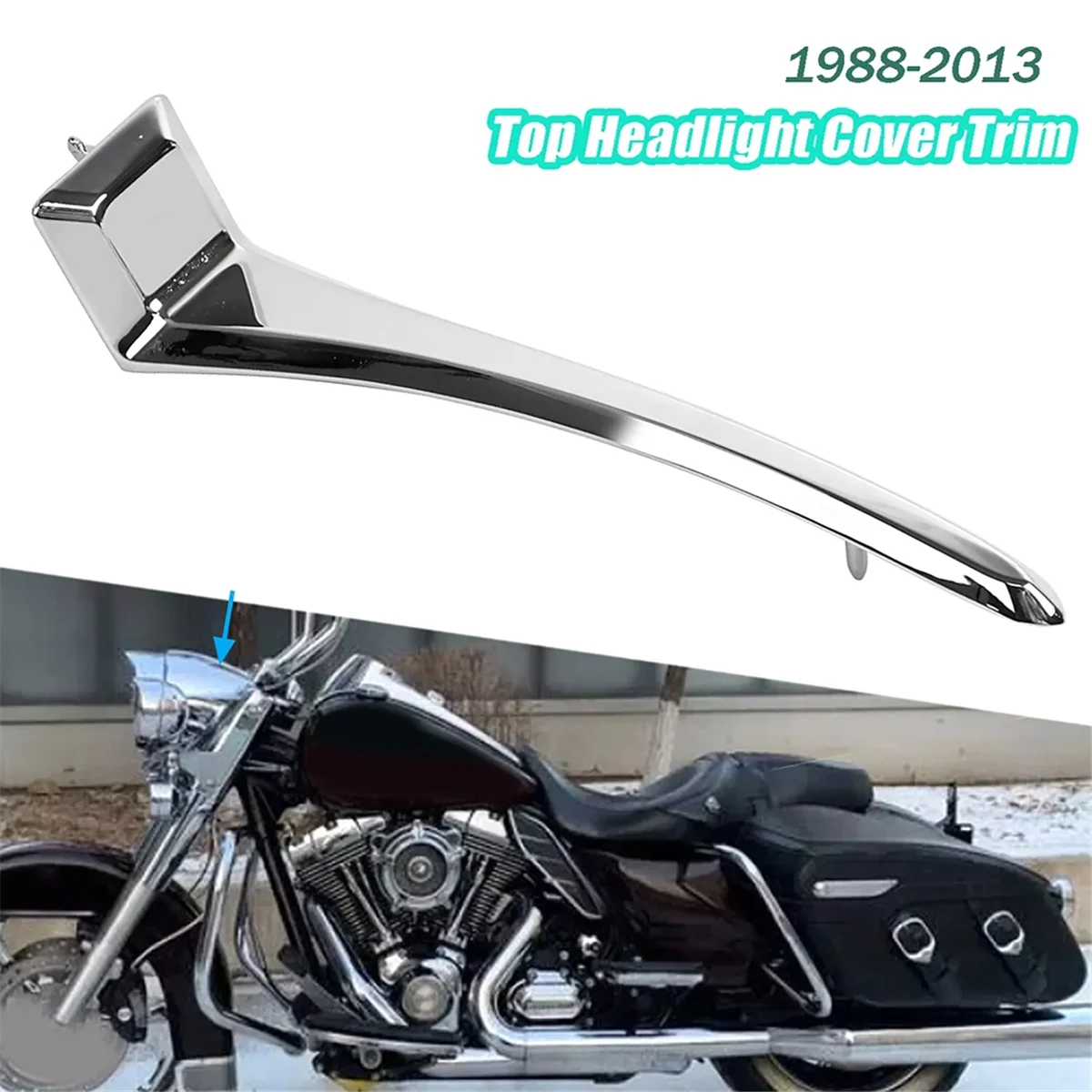 Motorcycle Nacelle Spear Top Headlight Cover Trim Fit for Harley Road King FLHR