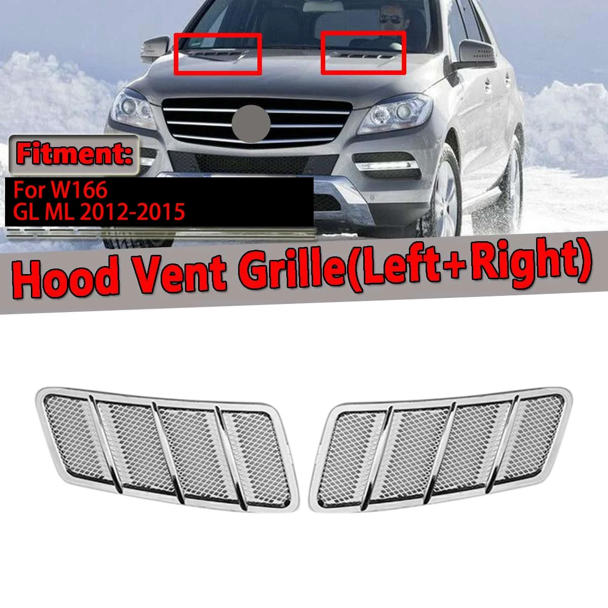 Car Chrome Front Hood Vent Grille Air Flow Intake Hood for Benz W166 GL GL350 GL450 GL550 ML ML350 ML550 2012-2015