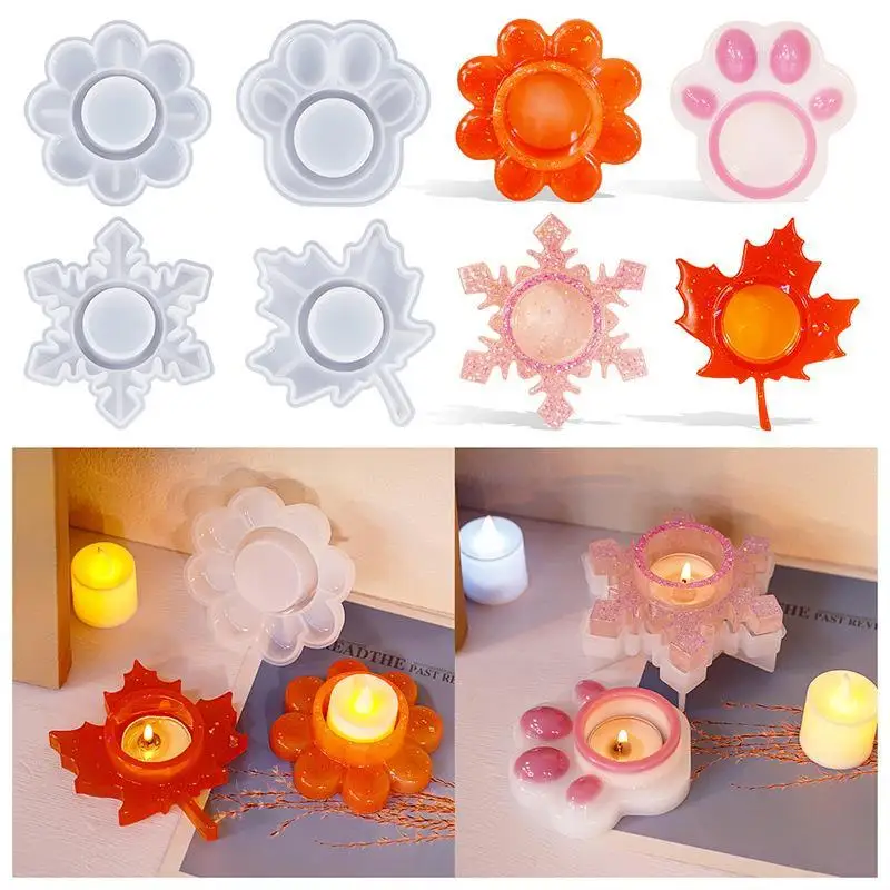 DIY Candlestick Candle Holder Silicone Mold Moon Star Heart Gypsum Silicone Mold Epoxy Resin Mold Ornament Cement Plaster Decor