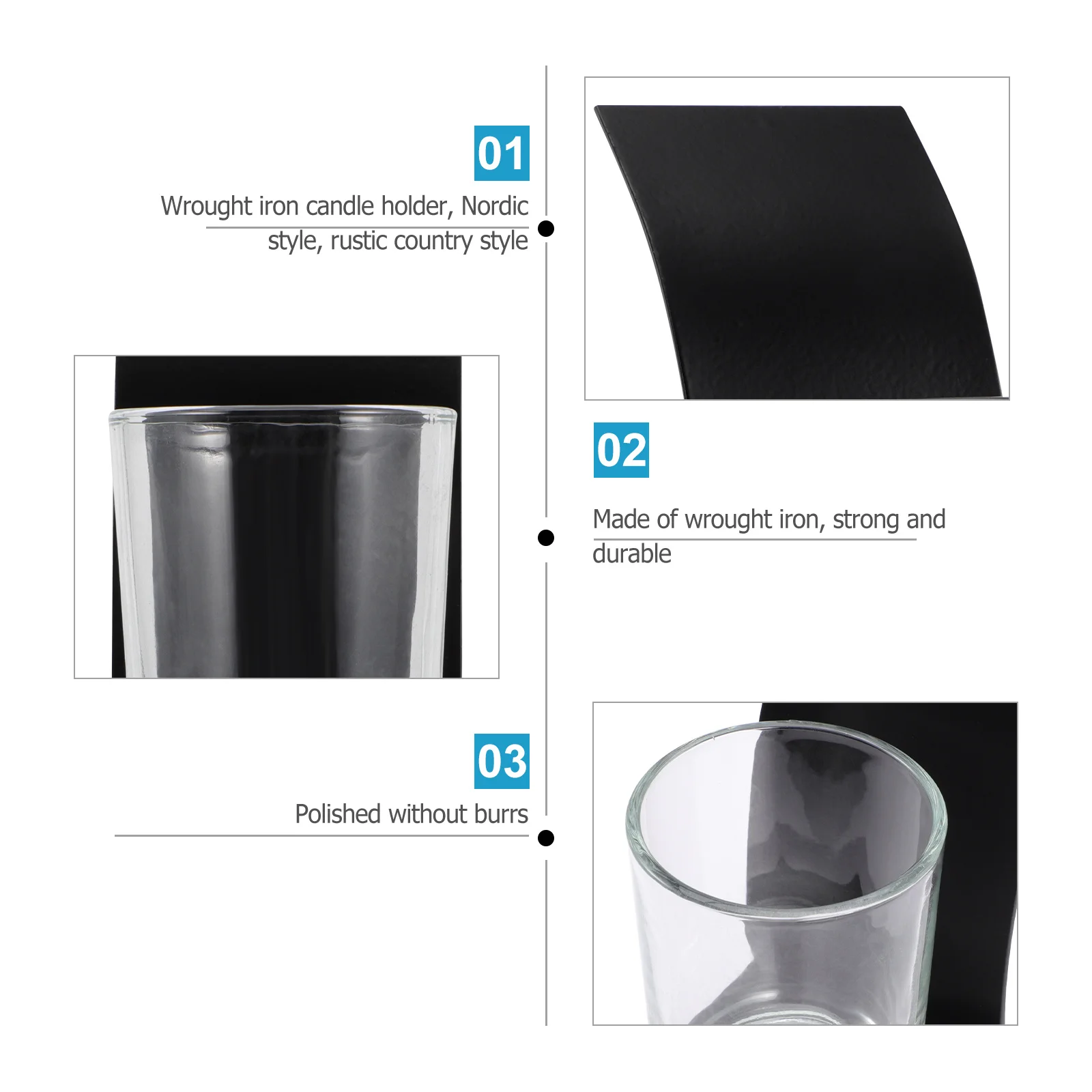 

Decorative Wall Holder Metal Iron Glass Sconce Home Decor Christmas Thanksgiving Living Room Bedroom Wall Holder