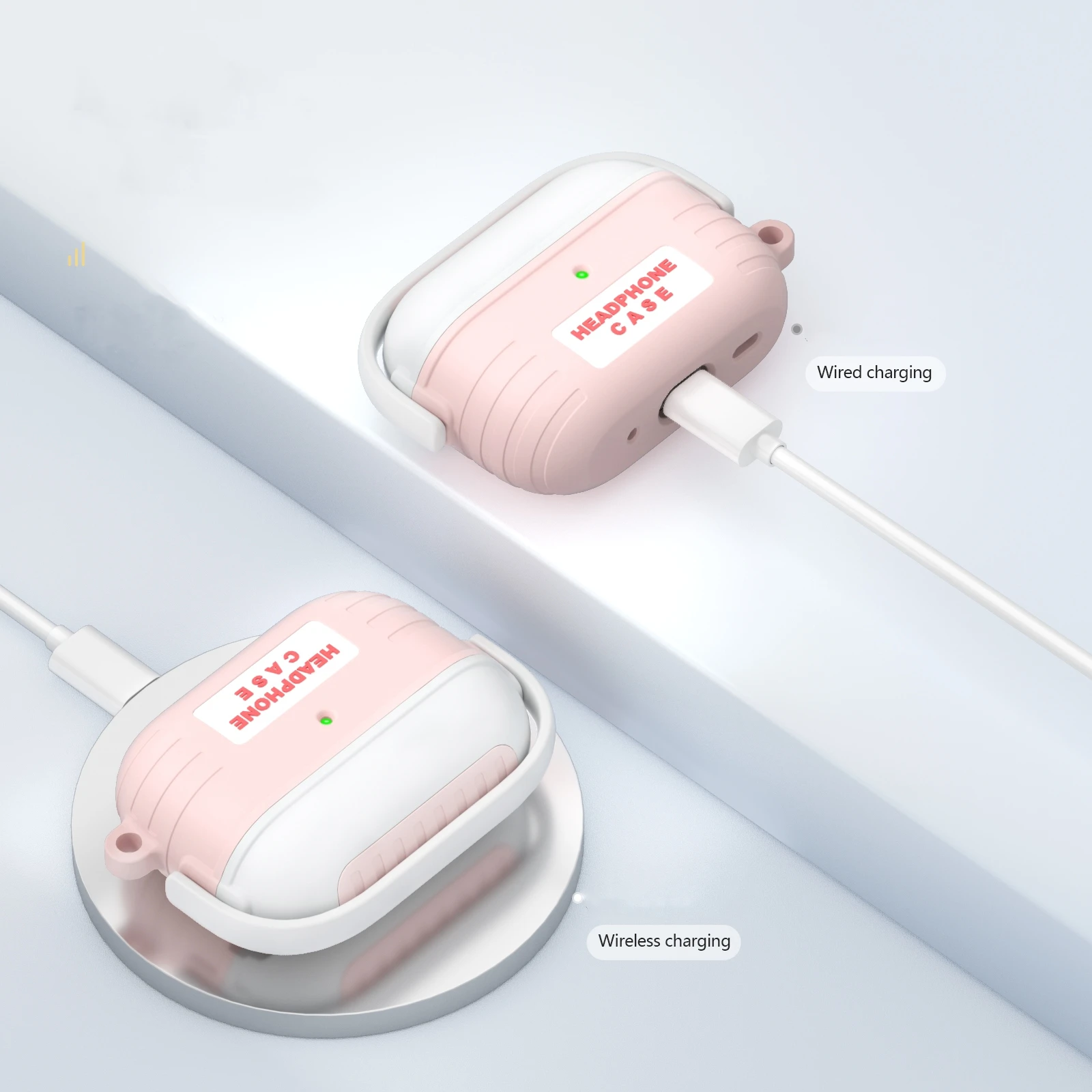シリコン保護ケース,airpod pro 2第2世代用保護ケース,キーホルダー付き