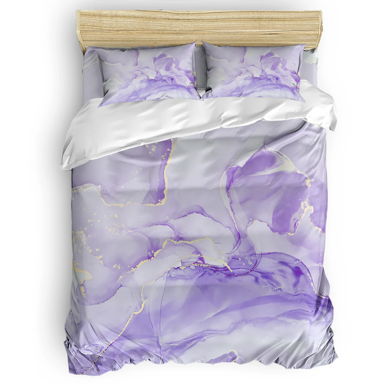 

Marble Simple Gradient Solid Color Gold Rim Purple Comfortable Household Goods Bedroom Bed Luxury Duvet Cover 2/3/4 Pieces