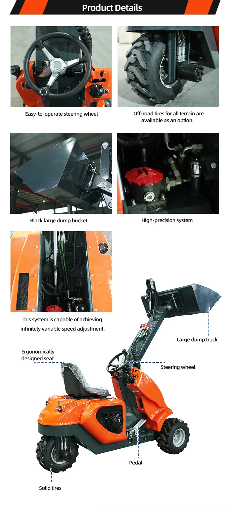 Kostenloser Versand Chinesischer Radlader Euro 5 CE EPA Günstiger Radlader Hydraulischer 3-Rad-Antrieb Diesel-Minilader Maßgefertigt – Detail 4