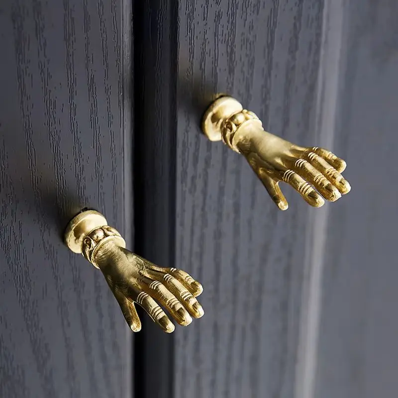 Creative Palm Design 10PCS Solid Brass Furniture Pulls Handle Drawer Pull Cupboard Wardrobe Dresser Closet Shoe TV Cabinet Pulls